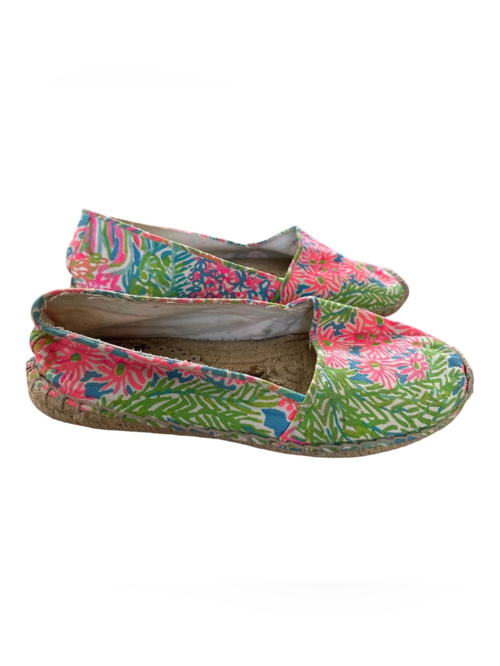 Lilly Pulitzer Lia Lovers Coral Espadrilles Sea Spray Blue Pink Green